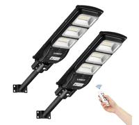 LANGY 2 Pack Led Solar Street Lights Outdoor 9000 Lumens,180 PCS LED,Dusk to Dawn Solar Powered Street Lights with Remote for Barn,Yard, Garden,Basketball Court (90W-2Pack)