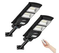 LANGY 2 Pack Solar Street Light 6000 Lumens, Light Control&PIR Motion Sensor, Dusk to Dawn Security Led Solar Street Light for Square,Yard, Garden,Basketball Court (60W-2Pack)