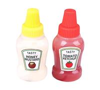 LANGYA 2 Pieces Mini Ketchup Bottle, 25 ml Squeezy Sauce Bottles Portable Small Sauce Container Salad Dressing Container Empty Squeeze Bottles for Ketchup, BBQ, Dressing, Paint, Pancake