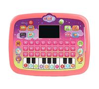 LANGYA Kids English Tablet Learning Educational Toy w/ LCD Screen Display,Music & Lights,Learn English Alphabet Toy w/ Animals,Food,Fruits,Characters,Goods Preschool Boys Girls 1-4 Years Old,Pink
