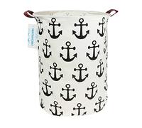 LANGYASHAN Large Storage Bin,Ramie Cotton/Canvas Fabric Folding Storage Basket with Handles- Toy Box/Toy Storage/Toy Organizer for Boys and Girls - Laundry Basket/Nursery Hamper (Anchor)
