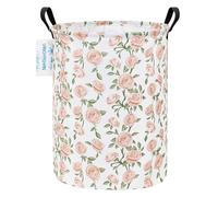 LANGYASHAN Laundry Basket Canvas Fabric Collapsible Organizer Basket for Storage Bin Toy Bins Gift Baskets Bedroom Clothes Children Nursery Hamper (Rose)