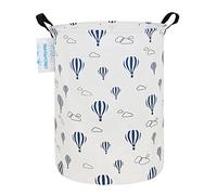 LANGYASHAN Laundry Basket Canvas Fabric Collapsible Organizer Basket for Storage Bin Toy Bins Gift Baskets Bedroom Clothes Children Nursery Hamper (Round Blue Balloon)