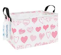 LANGYASHAN Rectangular Storage Bin Collapse Canvas Fabric Cartoon Storage Basket with Handles for Organizing Home Kitchen Boys and Girls Toys Office Closet Shelf Baskets (Rec Angel Heart)
