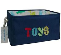 LANGYASHAN Rectangular Storage Bin Collapse Canvas Fabric Cartoon Storage Basket with Handles for Organizing Home Kitchen Boys and Girls Toys Office Closet Shelf Baskets (Navy toys)