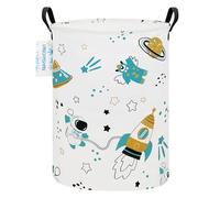 LANGYASHAN Storage Bin, Canvas Fabric Collapsible Organizer Basket for Laundry Hamper,Toy Bins,Gift Baskets, Bedroom, Clothes,Baby Nursery (Round space astronaut)