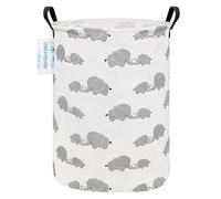 LANGYASHAN Storage Bin, Canvas Fabric Collapsible Organizer Basket for Laundry Hamper,Toy Bins,Gift Baskets, Bedroom, Clothes,Baby Nursery (Full Love Elephant)