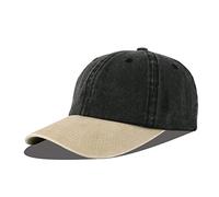 LANGZHEN Baseball Dad Cap 100% Cotton Fits Men Women Classic Adjustable Multi-Color Hat(Black Mixed with Khaki)