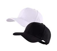 LANGZHEN Baseball Dad Cap 100% Cotton Fits Men Women Classic Adjustable Plain Hat(Structured-Black+Structured-White)