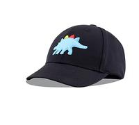 LANGZHEN Cotton Baseball Cap for Infant Baby Boys Girls Toddler Kids Outdoor Adsjutable Cute Design Hat(M-Embroidered-Dinosaur-Black)