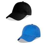 LANGZHEN Cotton Outdoor Toddler Girls Boys Plain Baseball Cap Baby Infant Structured Adjustable Hat for Kids Sun Hat(M-Black+M-Blue)
