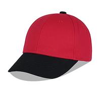 LANGZHEN Cotton Outdoor Toddler Girls Boys Plain Baseball Cap Baby Infant Structured Adjustable Hat for Kids Sun Hat(S-Black Red)