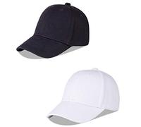LANGZHEN Cotton Outdoor Toddler Girls Boys Plain Baseball Cap Baby Infant Structured Adjustable Hat for Kids Sun Hat(M-Black+M-White)