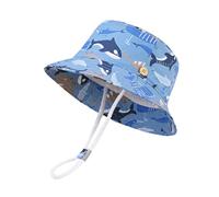LANGZHEN Sun Protection Hat for Kids Toddler Boys Girls Wide Brim Summer Play Hat Cotton Baby Bucket Hat with Chin Strap - Multicolored - XL