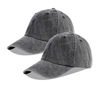 LANGZHEN Unisex Baseball Cap 100% Cotton Fits Men Women Washed Denim Adjustable Dad Hat(Black+Black)