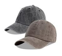 LANGZHEN Unisex Baseball Cap 100% Cotton Fits Men Women Washed Denim Adjustable Dad Hat(Black+Dark Khaki,One Size)