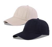 LANGZHEN Unisex Baseball Cap 100% Cotton Fits Men Women Washed Denim Adjustable Dad Hat, Black+khaki, L, (HTMZX-2021056-1Z)