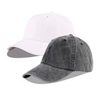 LANGZHEN Unisex Baseball Cap 100% Cotton Fits Men Women Washed Denim Adjustable Dad Hat(Black+White, One Size)