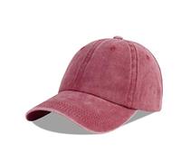 LANGZHEN Unisex Baseball Cap 100% Cotton Fits Men Women Washed Denim Adjustable Dad Hat (Burgundy, Large)