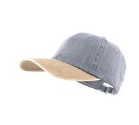 LANGZHEN Unisex Baseball Cap 100% Cotton Fits Men Women Washed Denim Adjustable Dad Hat(Grey Yellow, One Size)