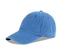 LANGZHEN Unisex Baseball Cap 100% Cotton Fits Men Women Washed Denim Adjustable Dad Hat, Washed-Jewelry Blue, L