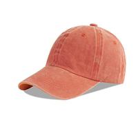 LANGZHEN Unisex Baseball Cap 100% Cotton Fits Men Women Washed Denim Adjustable Dad Hat(Washed-Orange, Large)