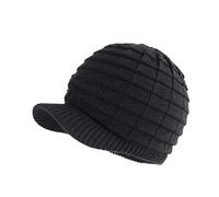 LANGZHEN Unisex Winter Hats with Visor Warm Ski Hat Stylish Knitted Hat for Men and Women(Black)