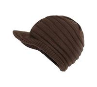 LANGZHEN Unisex Winter Hats with Visor Warm Ski Hat Stylish Knitted Hat for Men and Women(Brown -Striped)