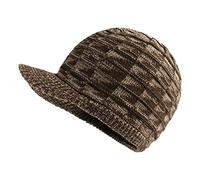LANGZHEN Unisex Winter Hats with Visor Warm Ski Hat Stylish Knitted Hat for Men and Women(Coffee Mixed with Khaki-Melange)