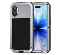 Lanhiem for iPhone 17 Case Metal, Heavy Duty Tough Shockproof Cases, [Built in Tempered Glass Screen Protector] [Military-Grade Rugged], Full Body Strong Hard Phone Cover 6.3 Inch (Silver)