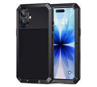 Lanhiem for iPhone 17 Case Metal, Heavy Duty Tough Shockproof Cases, [Built in Tempered Glass Screen Protector] [Military-Grade Rugged], Full Body Strong Hard Phone Cover 6.3 Inch (Black)