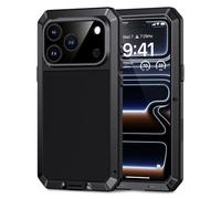 Lanhiem for iPhone 17 Pro Case Metal, Heavy Duty Tough Shockproof Cases, [Built in Tempered Glass Screen Protector] [Military-Grade Rugged], Full Body Strong Hard Phone Cover 6.3 Inch (Black)