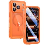 Lanhiem for iPhone 17 Pro Max Case Magnetic, IP68 Waterproof Dustproof Cases, [Compatible with MagSafe], with Screen Protector and Camera Protection, Heavy Duty Full Body Phone Cover 6.9 inch (Orange)