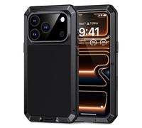 Lanhiem for iPhone 17 Pro Max Case Metal, Heavy Duty Tough Shockproof Cases, [Built in Tempered Glass Screen Protector] [Military-Grade Rugged], Full Body Strong Hard Phone Cover 6.9 Inch (Black)