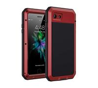 Lanhiem for iPhone SE 2022/2020 Case, for iPhone 7/8 Case Heavy Duty Shockproof Tough Armour Metal Case with [Tempered Glass], Full Protective Case Cover for iPhone SE 3 and for iPhone SE 2 -Red