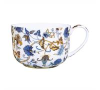 LanHong 25 Ounce Soup Bowls with Handles Large Soup Mug for Coffee Cereal Oatmeal Latte Flora Soup Bowl Bone China Soup Cup Microwave Safe (Blue), (SBXSD)