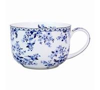 LanHong 25 Ounce Soup Bowls with Handles Large Soup Mug for Coffee Cereal Oatmeal Latte Flora Soup Bowl Bone China Soup Cup Microwave Safe