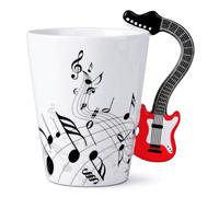 LanHong Guitar Coffee Mug - 13.5 oz Guitar Cup - Red Guitar, Music Notes - Microwave & Dishwasher Safe for Guitar Lovers, Music Lovers - Birthday, Christmas, Father's Day, Mother's Day
