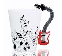 LanHong Guitar Mug Guitar Coffee Mug Gift for Guitar Players Musician - 13.5 oz Guitar Cup Gifts for Music Lovers - Music Coffee Mugs Birthday Christmas Gifts for Men Women (Red)