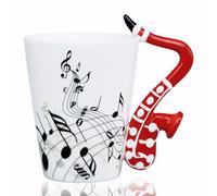 LanHong Sax Mug Sax Coffee Mug Gift for Saxophone Players Musician - 13.5 oz Saxophone Cup Gifts for Music Lovers - Music Coffee Mugs Birthday Christmas Gifts for Men Women(Red)