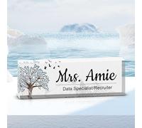 LANHUIYY-Desk Name Plate Personalized, Acrylic Name Plate,Custom Name Plates for Office Gifts,Desk,family,Teacher,Employee Appreciation Gifts (QMP-06)