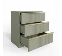 Lania Beige 3 Drawer Chest Of Drawers Modern Scalloped Design