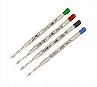 Lanier Combo Pack - Pack of 4 - Schmidt P900 M Parker Style Ballpoint Refill 1 Green, 1 Red, 1 Black, 1 Blue Medium Tip