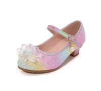 Lanivic Little Girls Princess Shoes Sequins Sweet Bows High Heels Wedding Party Dress Shoes Dance Bright Diamond Cosplay Christmas Festival Shoes Colorful Size 10 UK