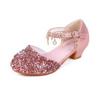 Lanivic Little Girls Princess Shoes Sequins Sweet Bows High Heels Wedding Party Dress Shoes Dance Bright Diamond Cosplay Christmas Festival Shoes Pink Size 13 UK