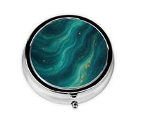 LANJINDENG Metal Pill Organizer - 3-Compartment Mini Round Pill Case for Pocket & Purse, Portable Vitamin Holder, Easy-Open Design for Travel - Aurora