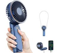 LanJingMeiGou Portable Handheld Fan, Portable Fan Rechargeable, 4000mAh, 180° Adjustable, 6 Speed Wind, Display Electricity in Real Time, USB Rechargeable Foldable Fan (Blue)