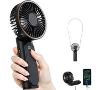 LanJingMeiGou Portable Handheld Fan, Portable Fan Rechargeable, 4000mAh, 180° Adjustable, 6 Speed Wind, Display Electricity in Real Time, USB Rechargeable Foldable Fan (Black)