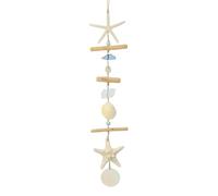 LANJU Unique Driftwood & Sea GlassWall Art for Nautical Decor, HandmadeCoastal Decor with Starfish & SeaShells, Coastal Wall Art & Nautical walldecor for Bathroom, Living Room,Indoor,Outdoor
