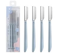 Lanjue 4 Pcs Eyebrow Razor, Dermaplaning Blades for Face, Eyebrow Shaper, Face Razors for Women and Men, Facial Hair Removers Trimmer, Shaving Grooming Dermaplanning Tool（Blue）